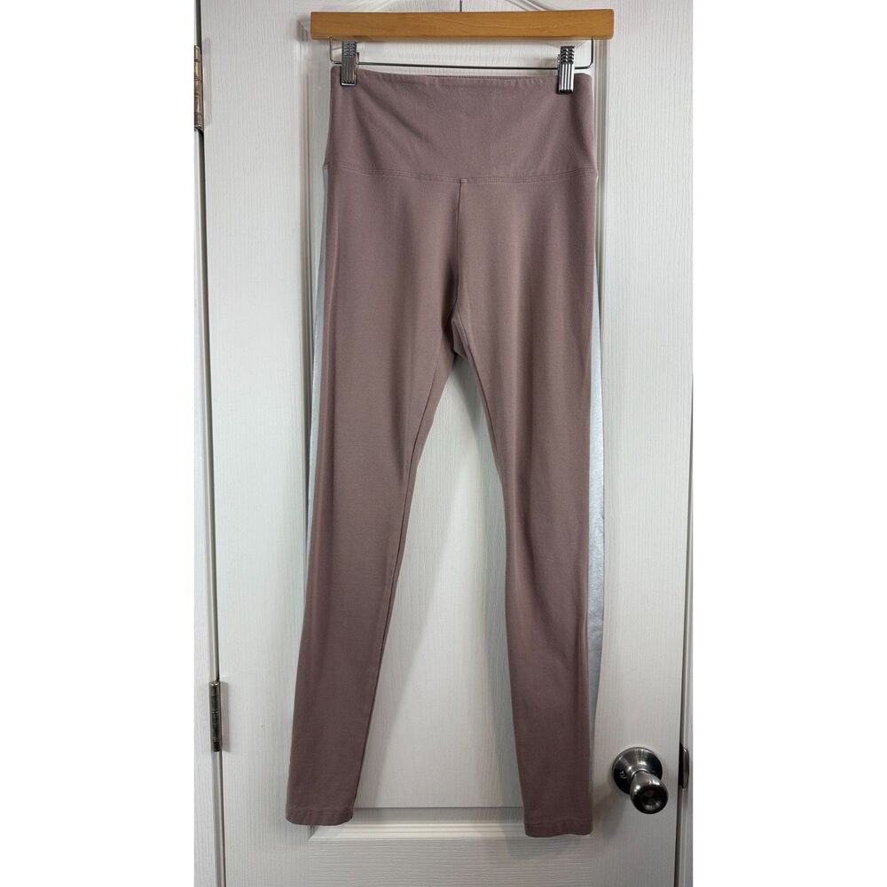 PINK Victoria's Secret Silver Logo Stripe Taupe Leggings Cotton Blend Women's S